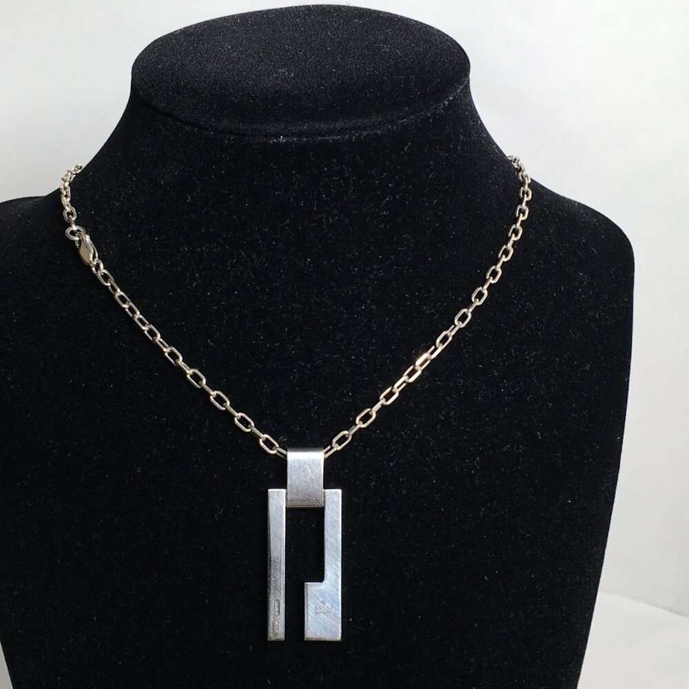 Authentic Gucci Rectangular G Pendant Necklace St… - image 2